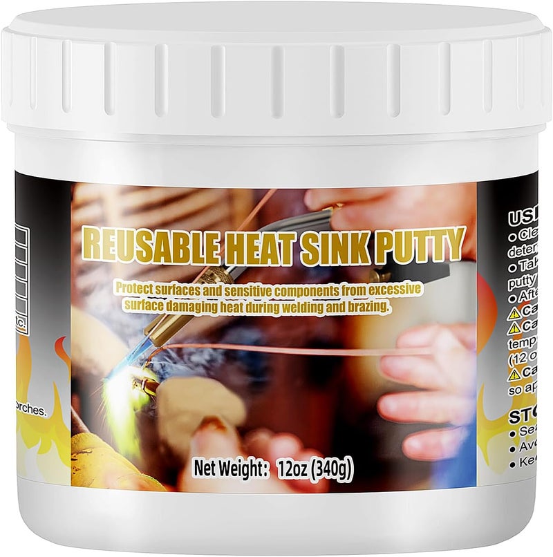 Semlos Heat Blocking Putty Jar (1), The Moldable & Reusable Solder Heat Insulation Clay, Heat Barrier for Installing Sight Glasses, TXV Valves, Directional Valves et al（12 oz） - Image 1